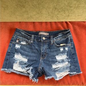 Just USA Women's Dark Blue Ripped Jean Shorts